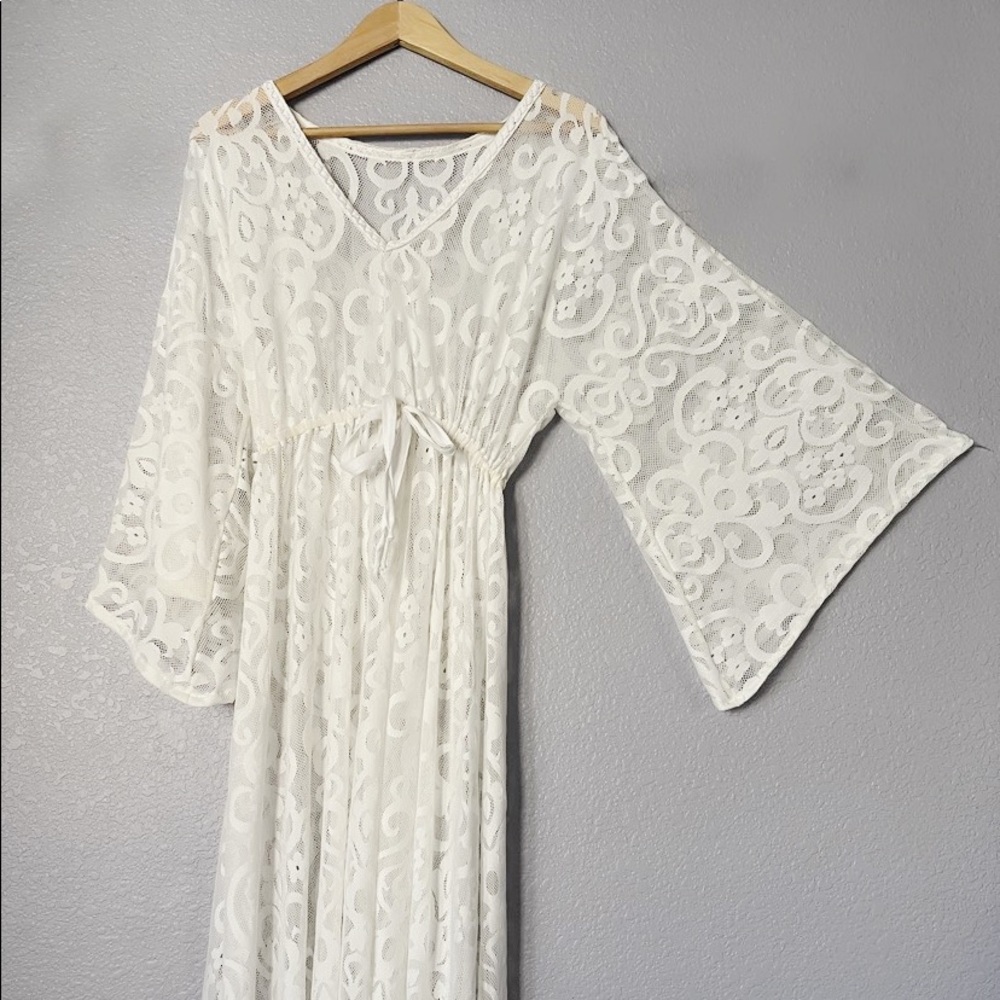 White Lace Sheer Boho Dress small/medium